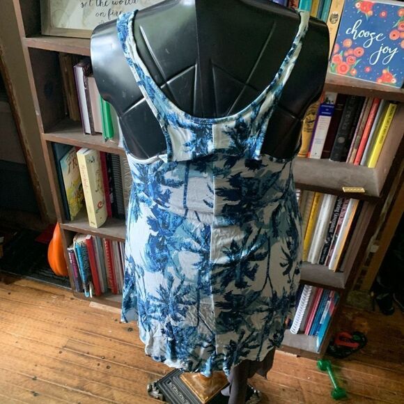 Venus Lascana S sleeveless a-line blue floral mini dress cover up - Picture 2 of 3